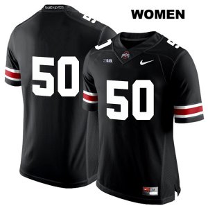 Women's NCAA Ohio State Buckeyes Nathan Brock #50 College Stitched No Name Authentic Nike White Number Black Football Jersey XZ20V78KT
